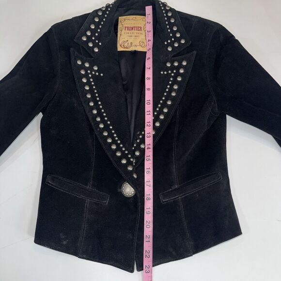 Frontier USA Phoenix Collection Black Suede Studded Western Jacket Women Small - Picture 6 of 11
